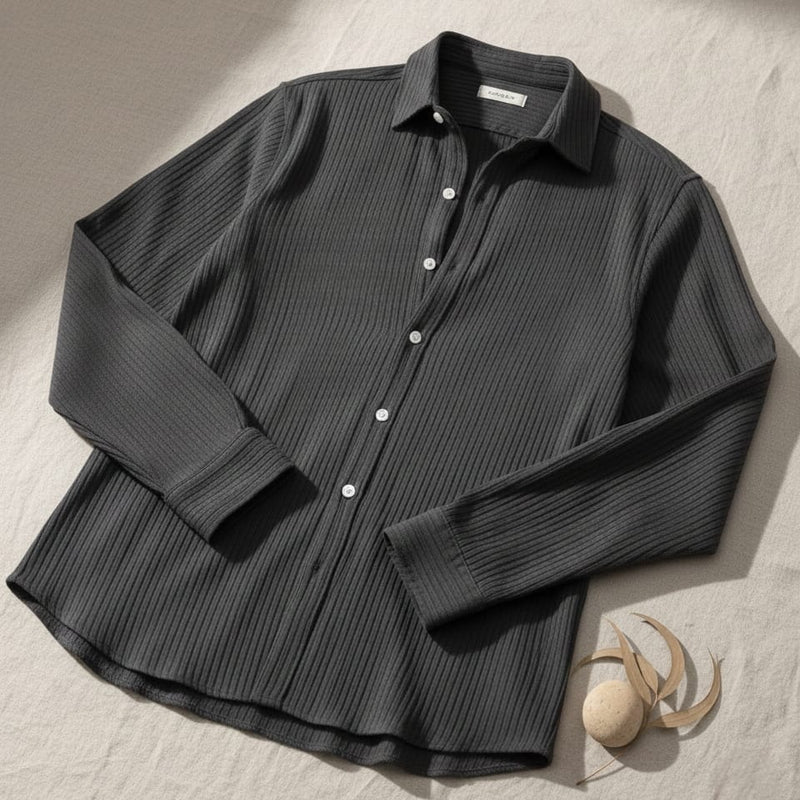 Men Standard Fit Textured Spread Collar Casual Shirt