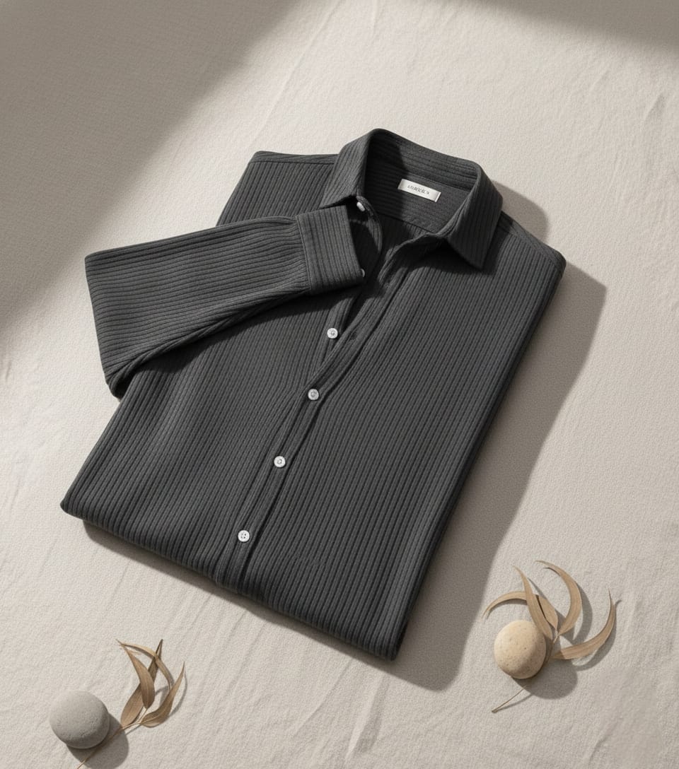 Men Standard Fit Textured Spread Collar Casual Shirt image 3