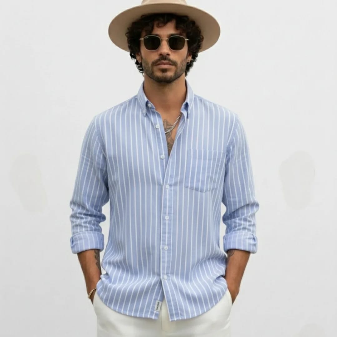 Blue strip shirt image 1