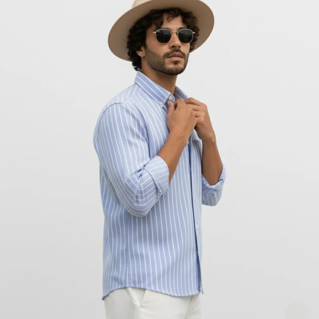 Blue strip shirt image 2